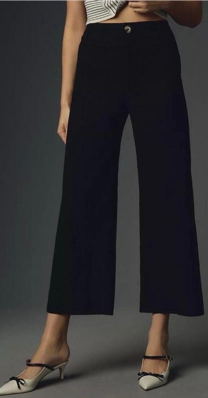 Anthropologie Maeve Colette High-Rise Wide-Leg Crop Pants Magic Fabric, Size 32